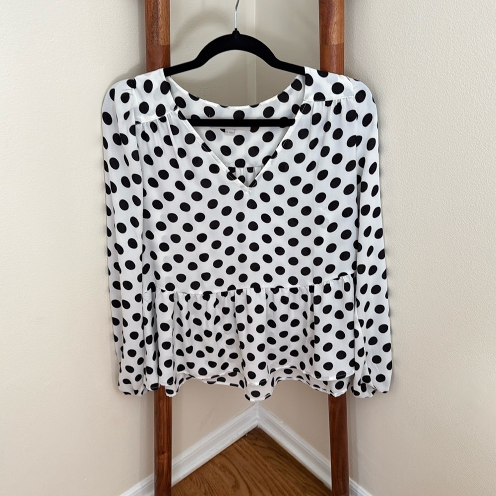 Polka Dot Peplum Blouse - Picture 4 of 4